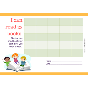 Read 25 Books Kids Reading Chart (Fillable)