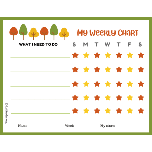 What I Need to Do Trees Weekly Behavior Chart (Fillable)