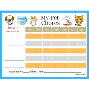 My Pet Chores Chart Blank (Fillable)