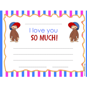 Curious George I Love You So Much Certificate (Fillable)