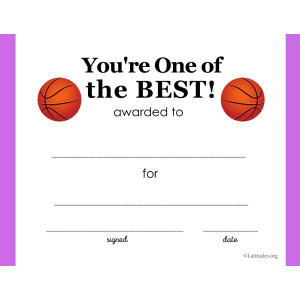 You're One of the Best Basketball Award (Fillable)