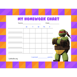 Ninja Turtle Homework Completion Chart (Fillable)