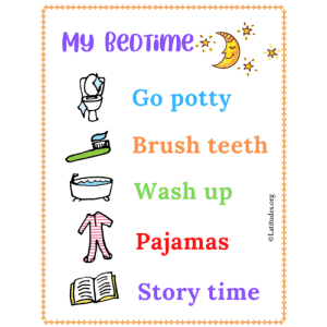 Toddler Bedtime List Printable Poster