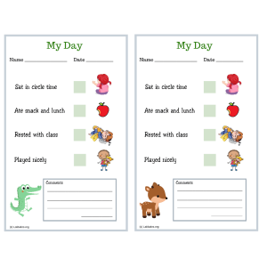 Alligator and Deer My Day PreK Daily Chart (Fillable)