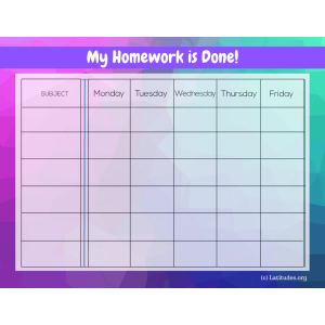 My Homework is Done Chart Intermediate (Fillable)