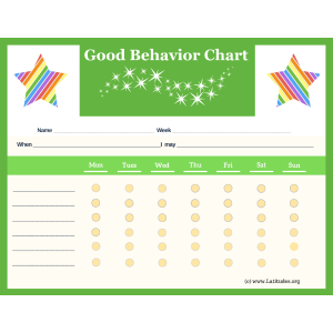 Stars 6-Point Weekly Good Behavior Chart (Fillable)