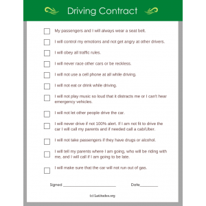 Driving Contract (Fillable)