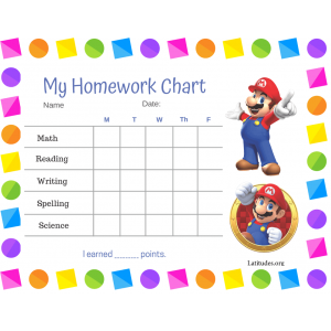 Mario Homework Completion Chart (Fillable)