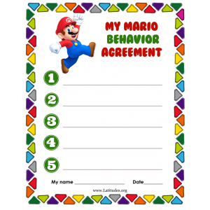 My Mario Behavior Agreement (Fillable)