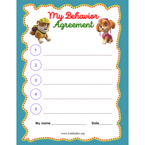 Paw Patrol Behavior Agreement (Fillable)