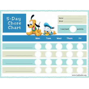 Pluto Donald 5-Day Circle Chore Chart (Fillable)