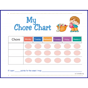 Pre-K Boy First Chore Chart (Fillable)