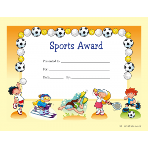 Primary Sports Award Certificate (Fillable)