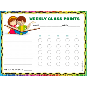 Readers Weekly Class Points Behavior Chart (Fillable)