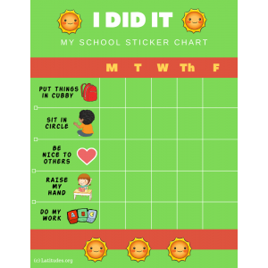 Smiley I Did It Weekly PreK Behavior Chart