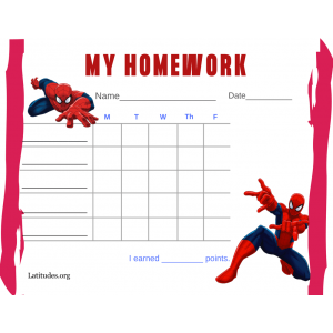 Spiderman My Homework Completion Chart