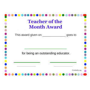 Teacher of the Month Award Dots