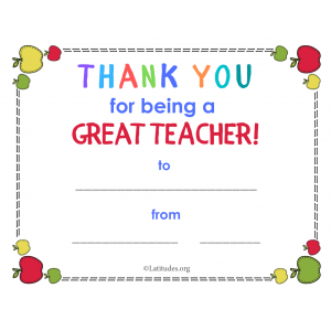 Thank You for Being a Great Teacher Award