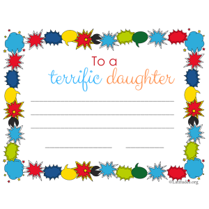 Terrific Daughter Certificate