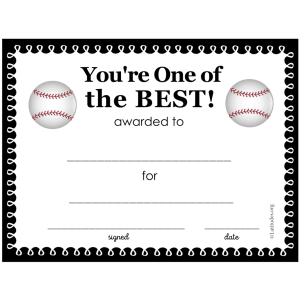 You're One of the Best Baseball Award (Fillable)