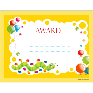 Primary Worm Award Certificate