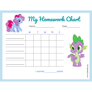 My Little Pony 5-Day Homework Completion Chart