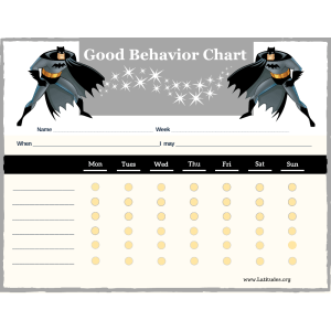 Batman 6-Point Weekly Good Behavior Chart (Fillable)