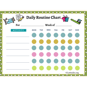 Daily Routine Chart 6 to 9 Years (Fillable)