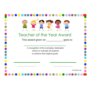 Teacher of the Year Award Primary Dots (Fillable)