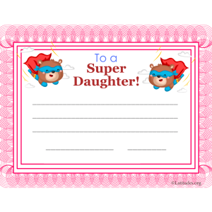 Super Daughter Certificate (Fillable)