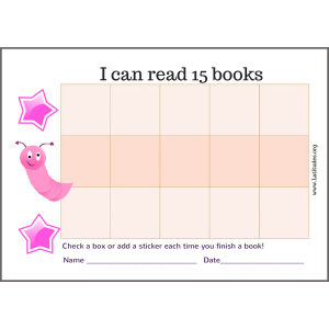 Read 15 Books Worm Reading Chart