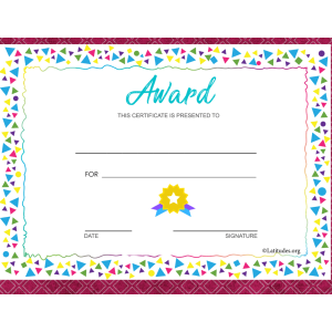 Colorful Border Award Certificate (Fillable)