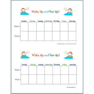 Primary Wake Up and Get Up Weekly Behavior Chart