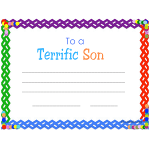 Terrific Son Certificate