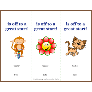 Off to a Great Start Behavior Award Coupons (Fillable)