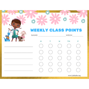 Doc McStuffins Weekly Class Points Chart (Fillable)