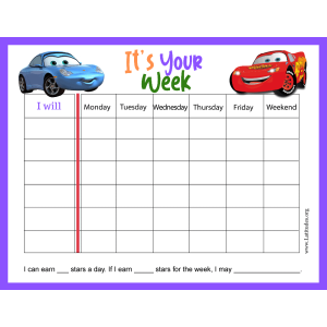 Lightning McQueen Its Your Week Behavior Chart (Fillable)