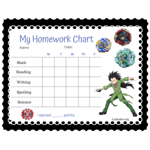 Beyblade My Homework Completion Chart (Fillable)