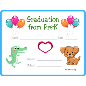 Graduation from PreK Certificate Animals (Fillable)