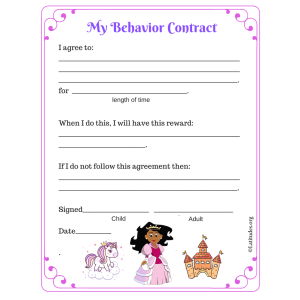 Princess Elementary Behavior Contract (Fillable)