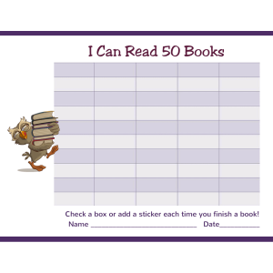 Read 50 Books Owl Reading Chart