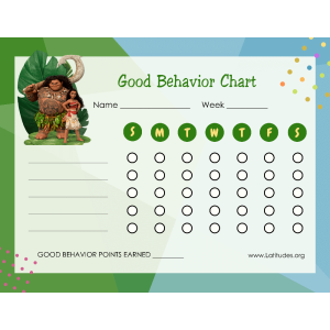 Moana 7 Day Good Behavior Chart (Fillable)