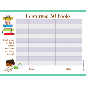 Read 50 Books Girls Reading Chart (Fillable)