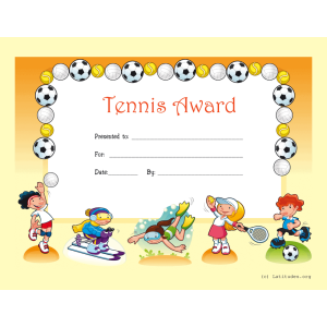 Tennis Award Certificate (Fillable)