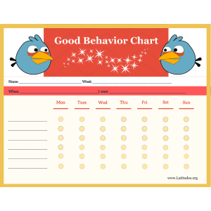 Angry Birds 6-Point Weekly Good Behavior Chart (Fillable)