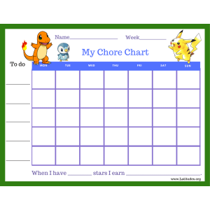 Pokemon Star Chore Chart (Fillable)