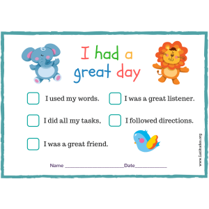 Had a Great Day Preschool Behavior Chart