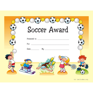 Soccer Award Certificate (Fillable)