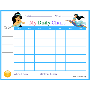 Princess Jasmine Daily Sticker Chart (Fillable)