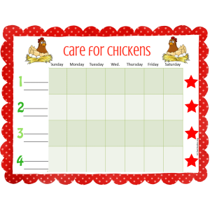 Care for Chickens Weekly Pet Care Chart